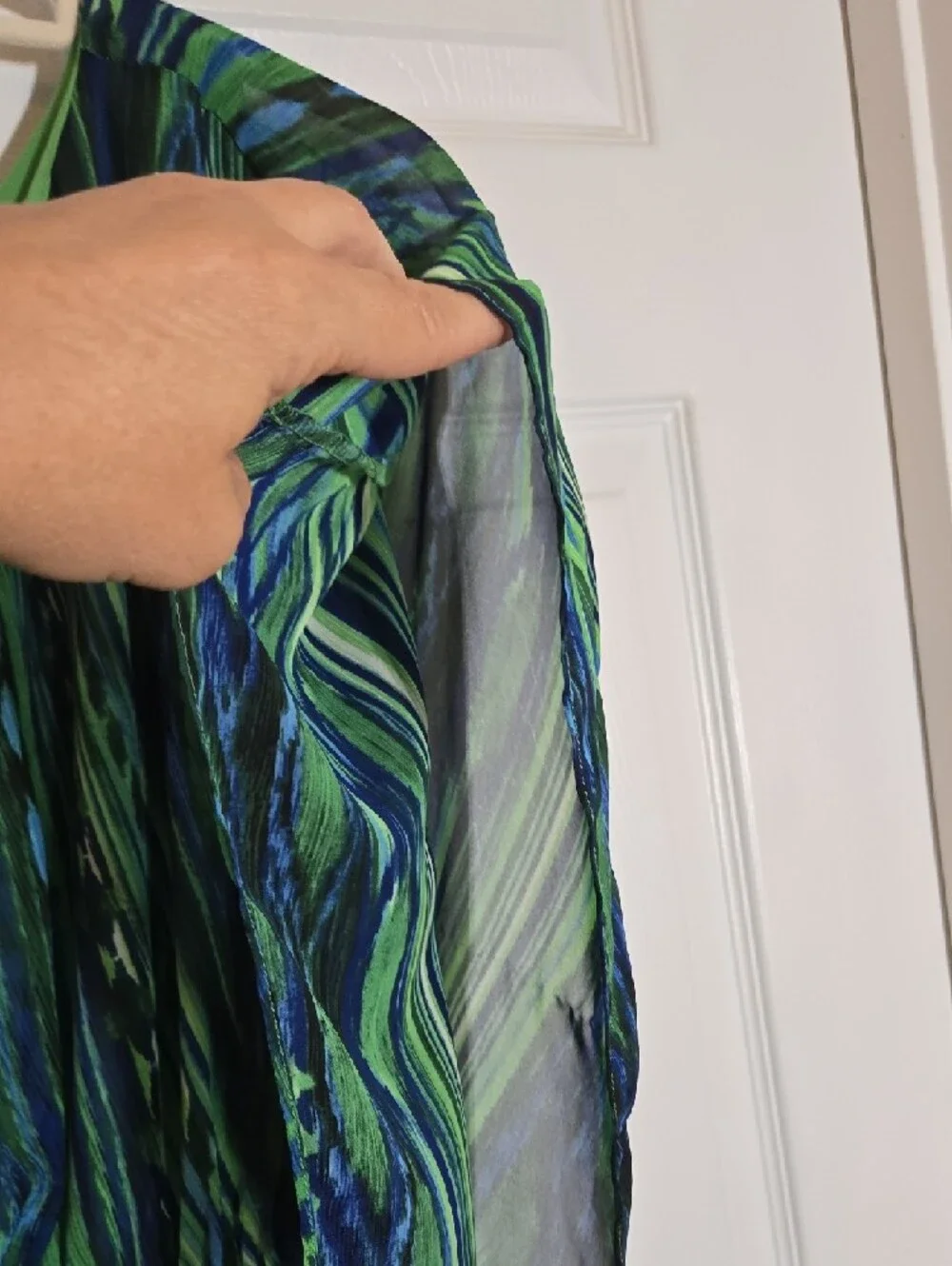 London Fog One-Shoulder Green Blue Abstract Dress Size 6 - Picture 3 of 7